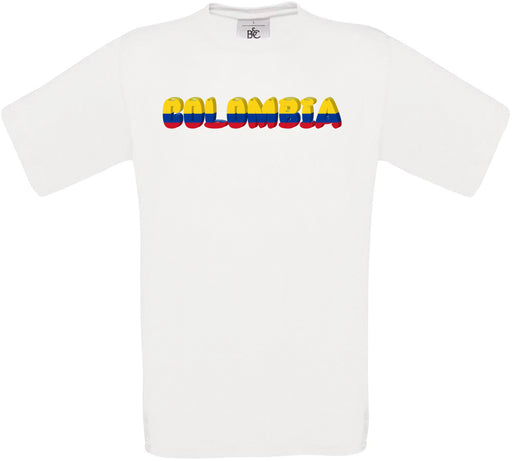 Colombia Country Name Flag Crew Neck T-Shirt