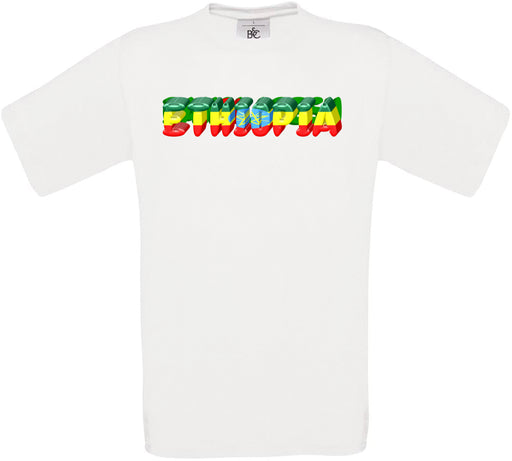 Ethiopia Country Name Flag Crew Neck T-Shirt